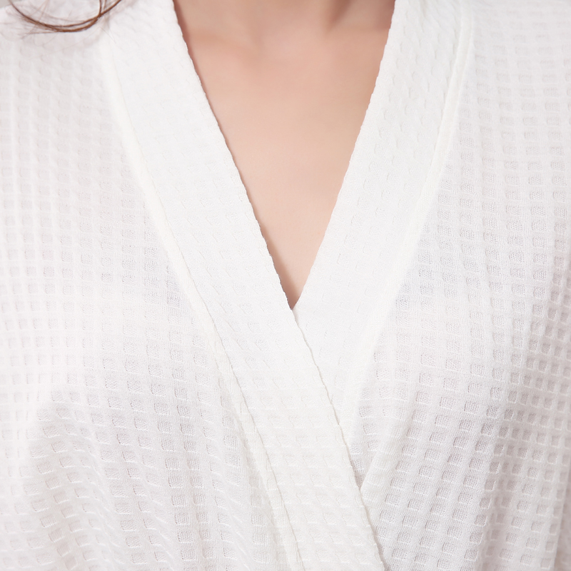 Wholesale-Towel Bath Robe Dressing Gown Unisex Men Women Sleeve Solid Cotton Waffle Sleep Lounge Bathrobe Peignoir Nightgowns Lovers Robes