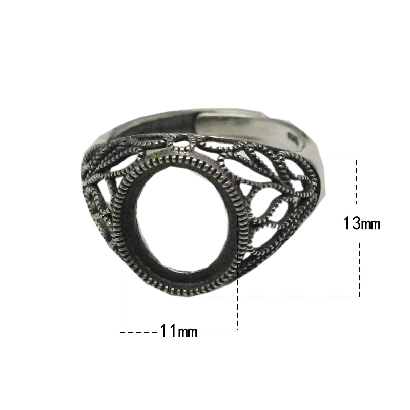 Beadsnice Thailand Silver Rings DIY Ring Setting Antique Style Filigree Ring Base for Oval Stones Sterling Silver Rings wholesale ID 34080