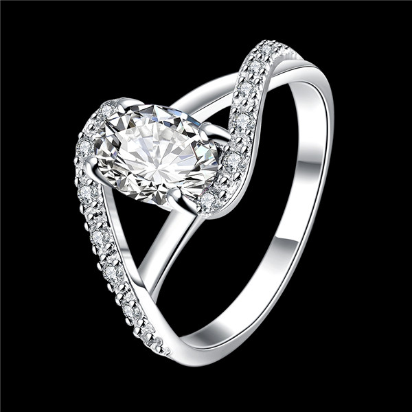 Hot sale Full Diamond fashion Kelp Ring with stone 925 silver Ring STPR004-D brand new gemstone sterling silver plated finger rings