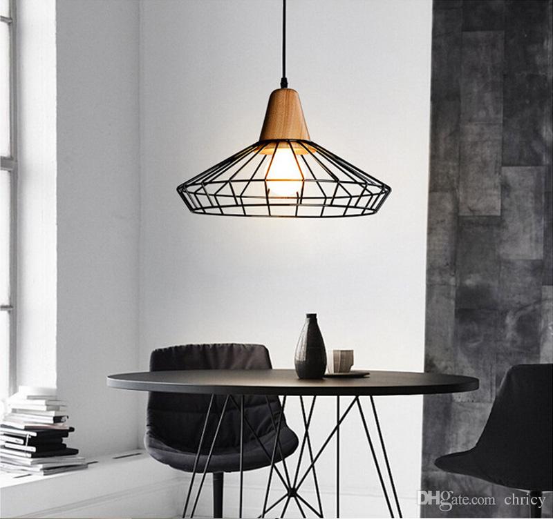 Loft Iron Pendant Light Vintage Industrial Lighting wooden chandeliers Bar Cafe Bedroom Restaurant Nordic Country Style Iron Hanging Light