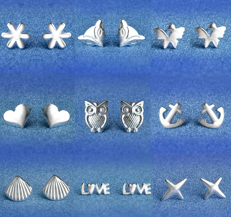 925 Sterling Silver Earrings S925 Mix Styles Owl Love Fox Sunflower Star Shell Heart Butterfly Anchors Ear Stud Earrings Jewelry for Women
925 Sterling Silver Earrings S925 Mix Styles Owl Love Fox Sunflower Star Shell Heart Butterfly Anchors Ear Stud Earrings Jewelry for Women