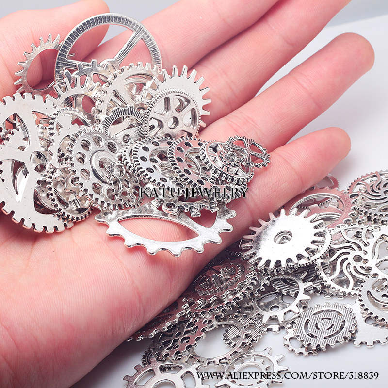 Wholesale-Vintage Metal Mixed Gears Charms For Jewelry Making Diy Steampunk Gear Pendant Charms Wholesale 100pcs/lot C8318a