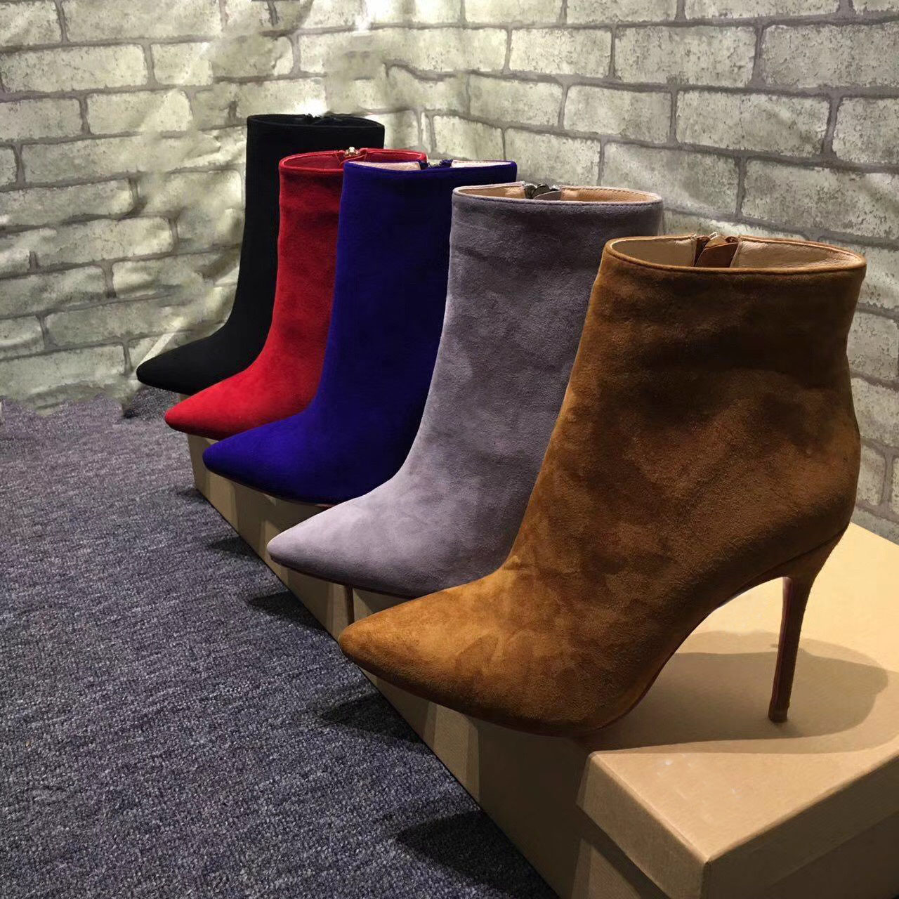 Winter Fashion Stiletto Boot Suede Leather Pointed Toe Booties Sexy Red Bottom Lady Peep Women Ankle Boots Party Dress, Black
Winter Fashion Stiletto Boot Suede Leather Pointed Toe Booties Sexy Red Bottom Lady Peep Women Ankle Boots Party Dress, Black