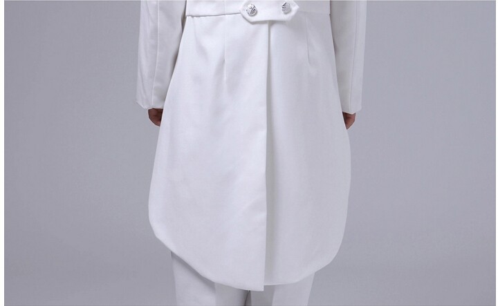 Elegant Fashion Children Tailcoat White Tuxedo Set Costume Birthday Fashion Casual Brand Formal Boy Wedding Suits Blazers 5PCS Set