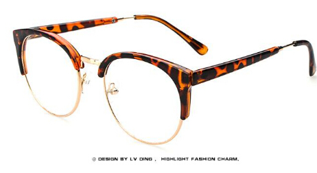 Fashion Cat Eye Half Metal Frame Glasses For Women/Men Retro Vintage Unisex Glasses Big Frame Slim Face Eyewear Glasses