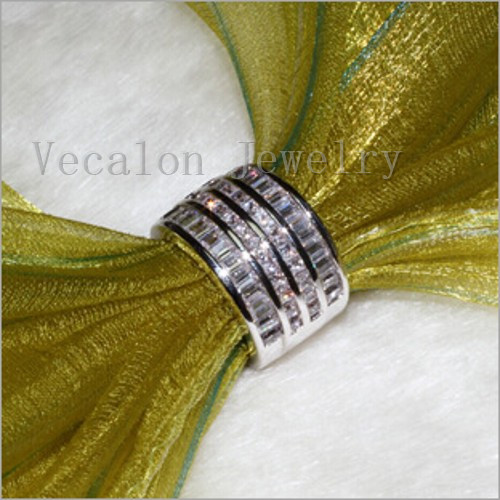 Vecalon Fashion ring Princess cut Cz Diamond Engagement Wedding Band ring for Women 10KT White Gold Filled Party Finger ring