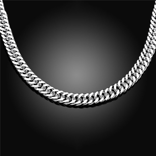 Heavy 60g 10MM Full side necklace Men sterling silver plate necklace STSN039 silver Chains necklace factory