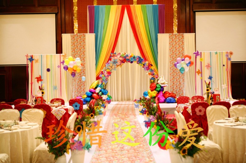 3 x 3 M Ice Silk cloth Graduation Wedding Background Decoration Baby Baptism Kids Shower Party Decor Birthday Backdrop Curtain Rainbow Grand Event Sta