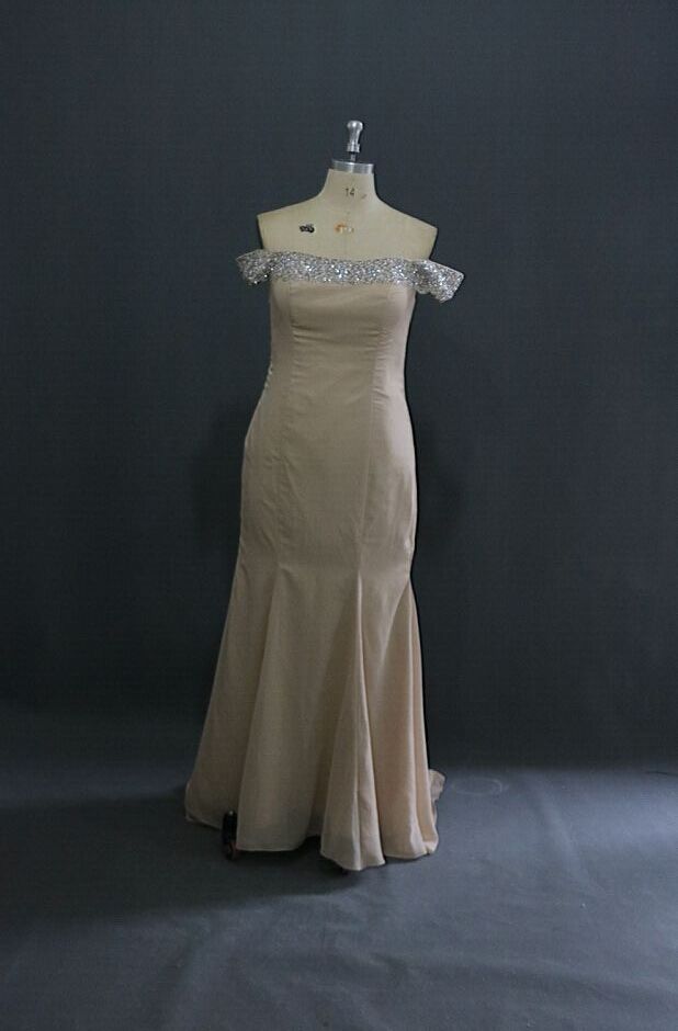 Real Picture Dusty Pink Bridesmaid Dresses Off The Shoulder Beads Watteau Ruched Zipper Mermaid Prom Dress Sweep Train Formal Dress