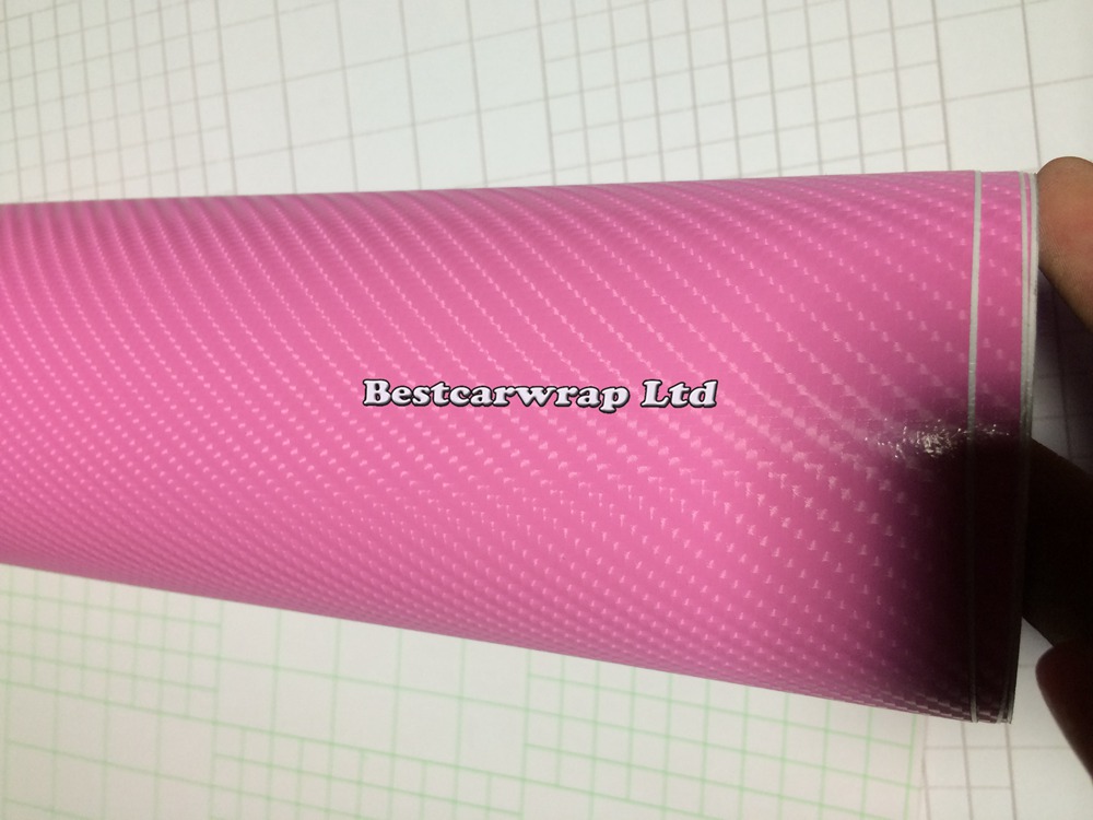 Pink 4D Carbon Fiber Vinyl Like realistic Carbon For Car& wall laptop Wrap skin With Air Bubble Free covering skin Size 1.52x30m 4.98x98ft