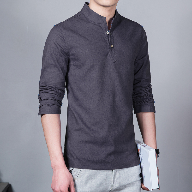Wholesale-2016 Fashion Long sleeve Men's shirts male casual Linen shirt men DX366 Asian size camisas