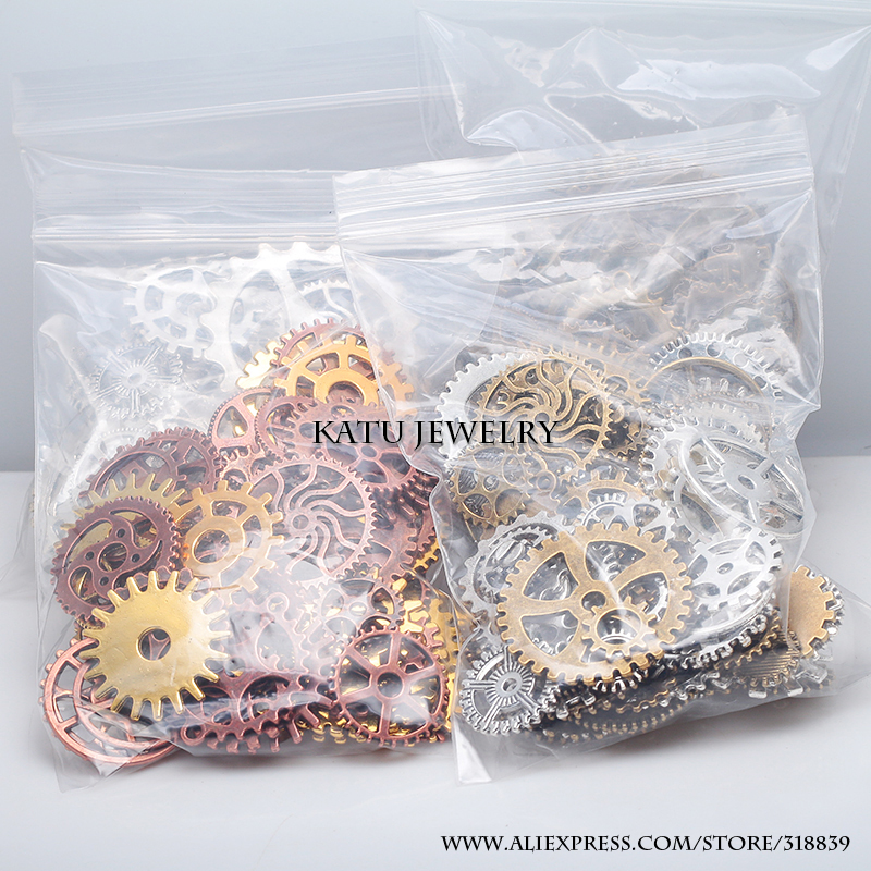 Wholesale-Vintage Metal Mixed Gears Charms For Jewelry Making Diy Steampunk Gear Pendant Charms Wholesale 100pcs/lot C8318a