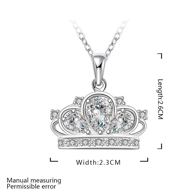 New arrival lmperial crown pendant necklace white gemstone sterling silver plated necklace STSN579,fashion 925 silver necklace factory