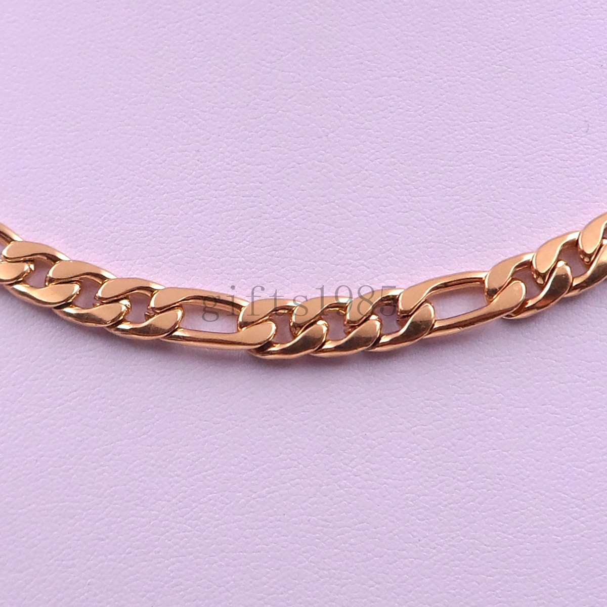 7mm Figaro chain Men's Stainless Steel Golden Necklace 18in-40inch jewelry charm