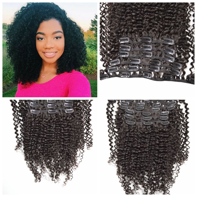 100% Brazilian Human Hair kinky curly Clip in hair Extensions 12-26inch 120g 7Pcs/Set natural black clip hair weaves G-EASY 
100% Brazilian Human Hair kinky curly Clip in hair Extensions 12-26inch 120g 7Pcs/Set natural black clip hair weaves G-EASY