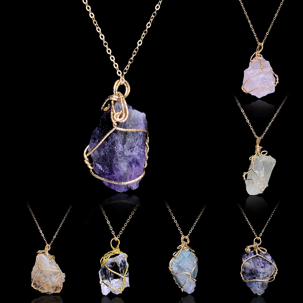 Multi Color Handmade Irregular Amethyst Citrine Wire Wrapped Pendant Necklace Women Natural Stone Crystal Quartz Fluorite Necklaces Jewelry
Multi Color Handmade Irregular Amethyst Citrine Wire Wrapped Pendant Necklace Women Natural Stone Crystal Quartz Fluorite Necklaces Jewelry