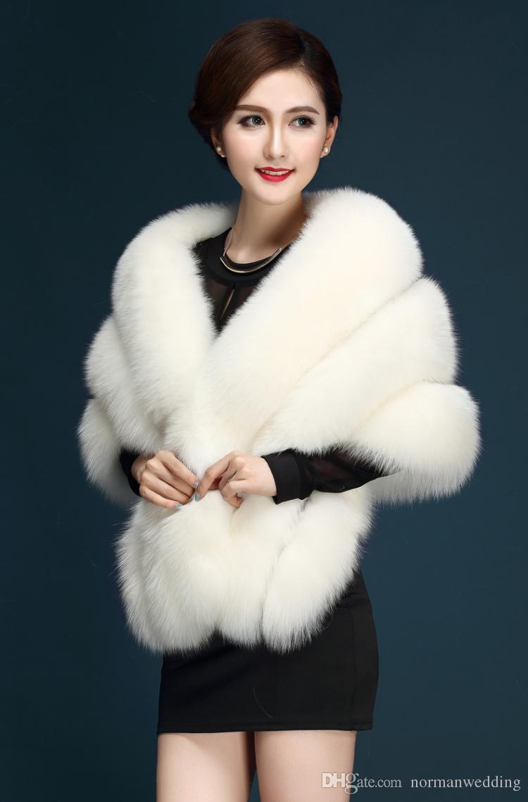 

New Arrival Sexy Faux Fur Coat Bridal Wraps Warm Wedding Shawl Jackets Bolero For Wedding Dresses Wedding Jackets Ivory Black Burgundy