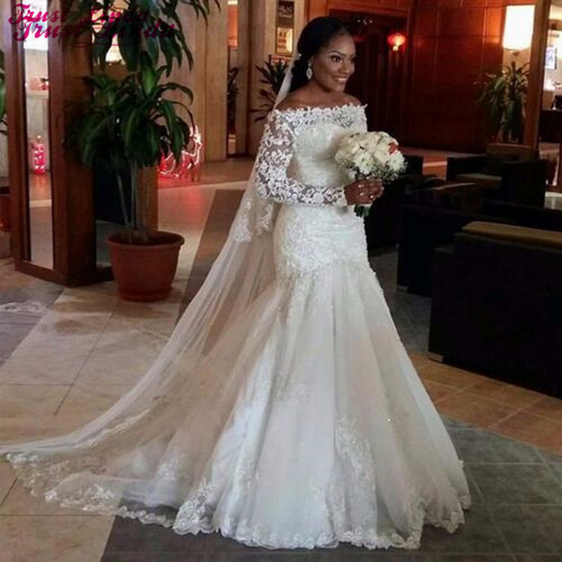 Vintage Lace Appliques Mermaid Wedding Dresses Boat Neck Long Sleeves Beauty Romantic Wedding Bridal gowns Plus Size Vestidos de noiva, White
Vintage Lace Appliques Mermaid Wedding Dresses Boat Neck Long Sleeves Beauty Romantic Wedding Bridal gowns Plus Size Vestidos de noiva, White