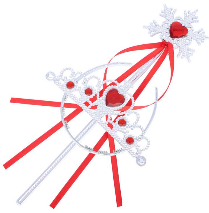 Snowflake ribbon wands crown set fairy wand girl Christmas party gem sticks magic wands wreath headband Tiaras Princess COS props kids gift