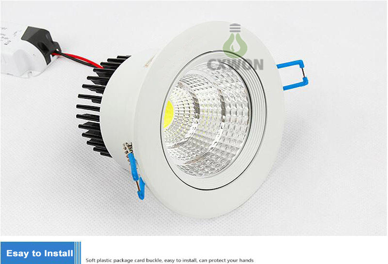2016 Newest Led Recessed COB Downlights 5W 9W 12W 15W 20W Dimmable Led Ceiling Down Lights 60 Angle Warm/Cool White AC 85-265V