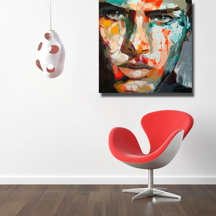 Handsome Modern Wall Painting Man Face Oil Painting Wall Decor Hand Painted Painting on Canvas No Framed - view 7