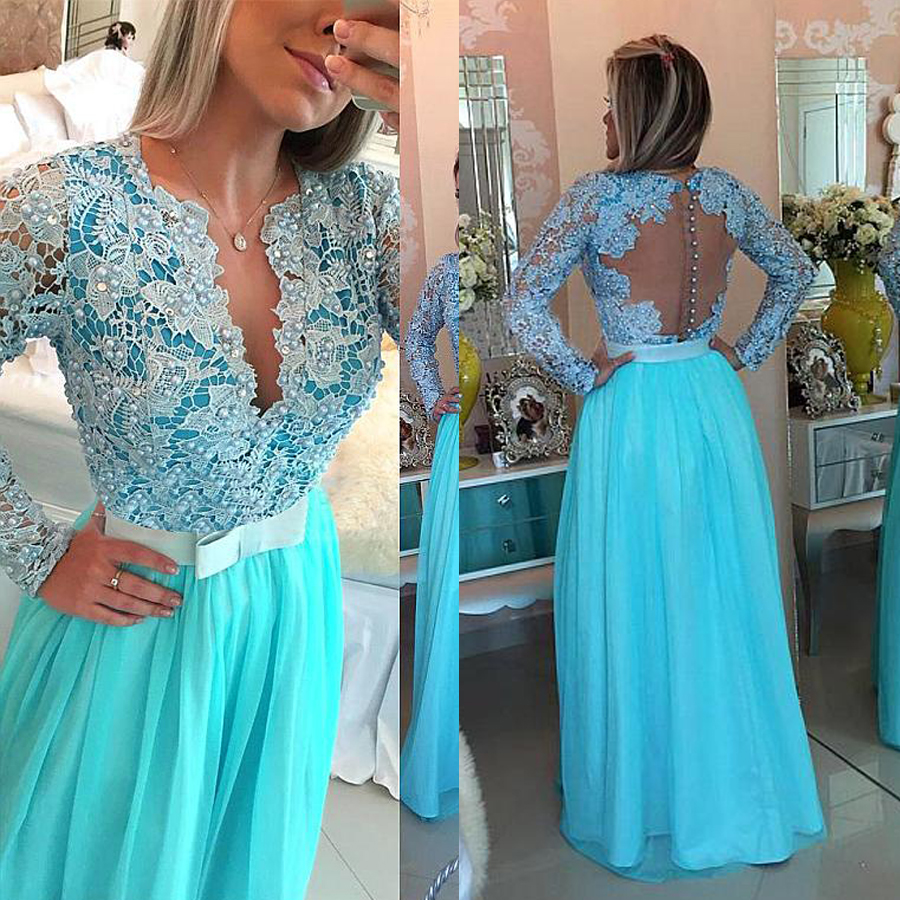 Chiffon V-neck Long Sleeves A-line Evening Dresses Blue Lace and Chiffon with Crystals Long Sleeves Prom Dress vestido longo de festa, Purple
Chiffon V-neck Long Sleeves A-line Evening Dresses Blue Lace and Chiffon with Crystals Long Sleeves Prom Dress vestido longo de festa, Purple