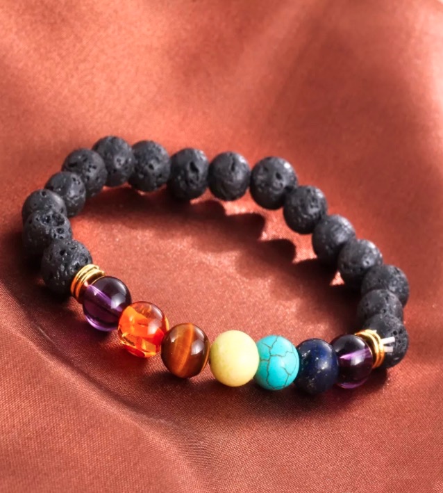Hot selling Unisex chakra energy Beaded, Strands natural lava stone bracelets 8mm colorful beads bracelets free shipping