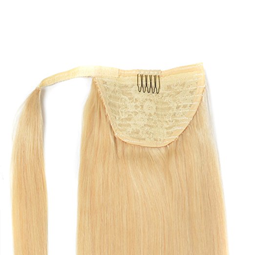 #613 blonde color ponytail extension wraps around 100% real human hair,drawstring ponytails for natural hair