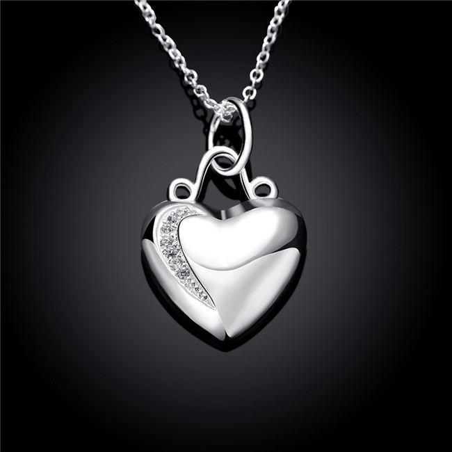 High grade women's heart shape Pendant Necklace white gemstone sterling silver necklace STSN703,brand new fashion 925 silver necklace