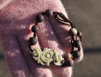 Natural purple jade, carved by hand. Double pig GongFu (lucky) bracelets