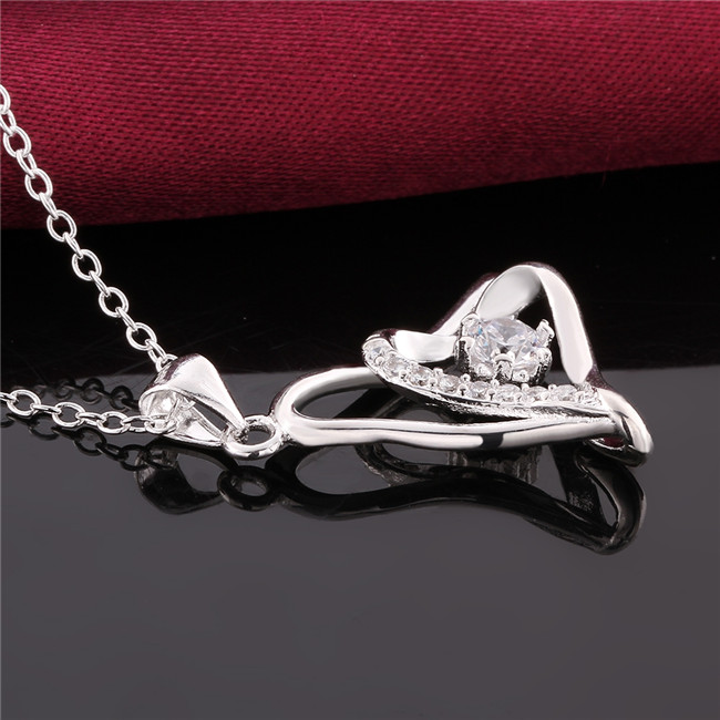 Brand new women's heart shape Pendant Necklace white gemstone sterling silver plated necklace STSN639,fashion 925 silver necklace