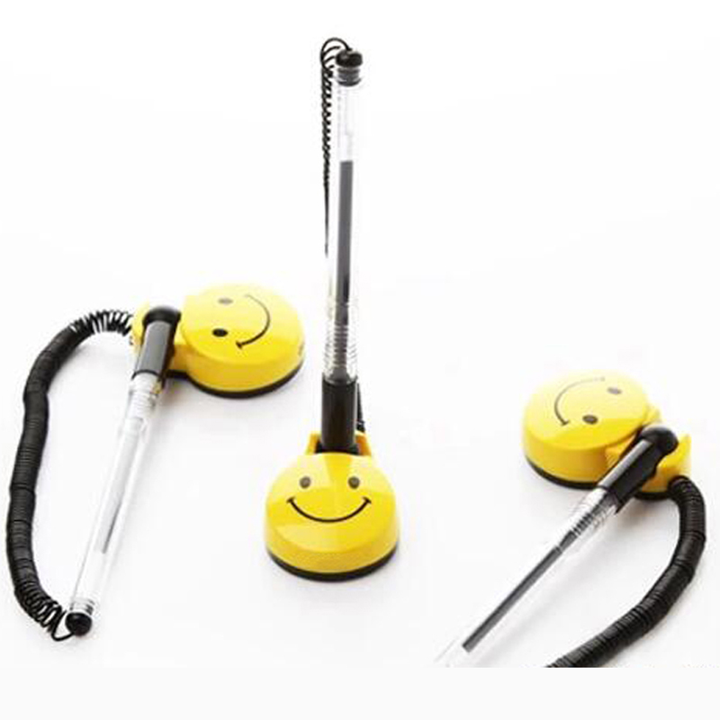 8Pcs/lot 0.5mm Gel Pens Swivel Stand Writing Pens Smile Face Desk Office Front Desk Counter Signing Pens Papelaria