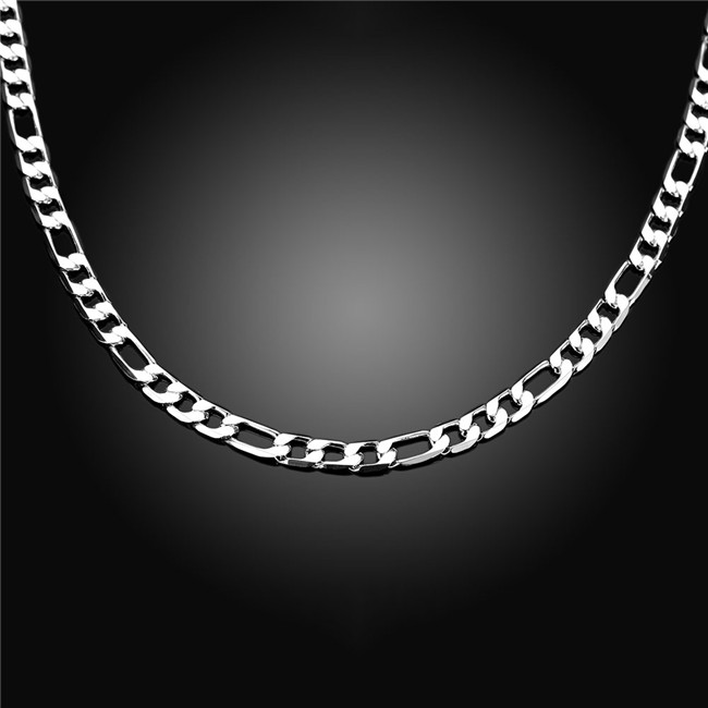 Hot sale flat three men a necklace sterling silver plate necklace STSN032,fashion 925 silver Chains necklace factory sale christmas gift