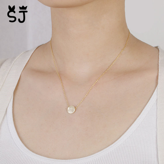 10PCS Brushed Round Circle Necklace Tiny Disk Coin Necklace Geometric Disc Dot Necklace Simple Pie Necklaces for Women