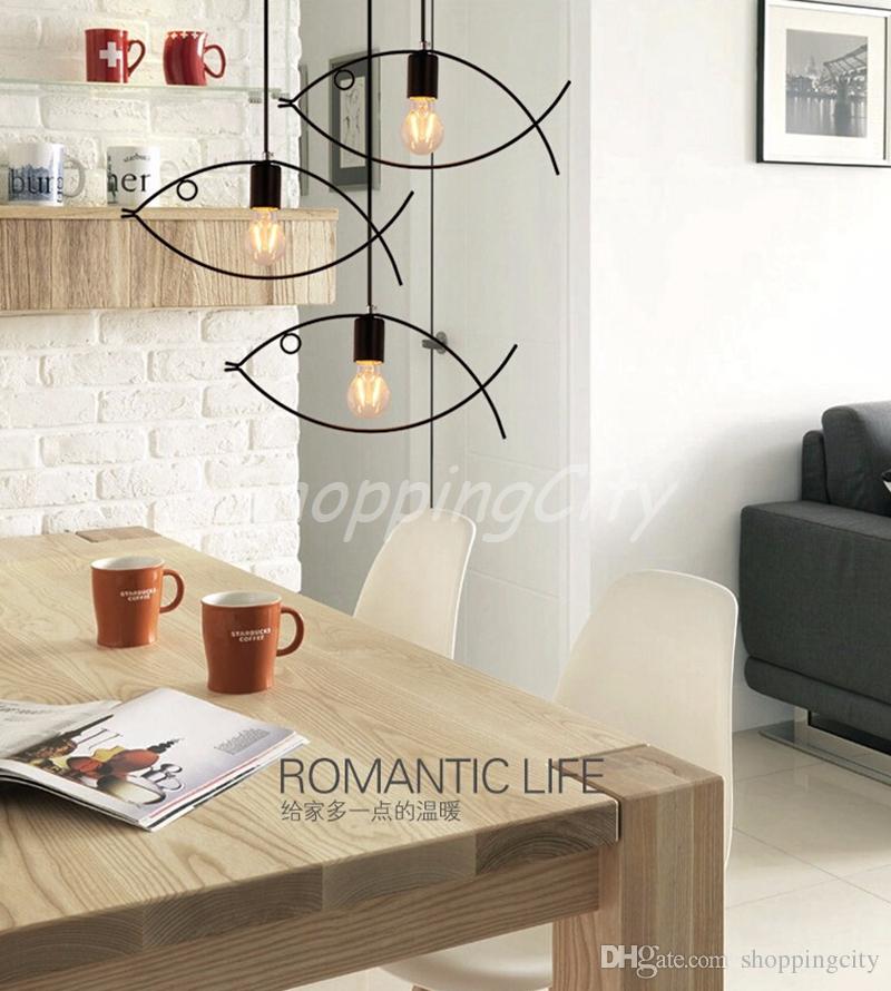 LED Pendant Lights Creative Personality Fish Bar Minimalist Dining Room Nordic Hanging Lamp Droplight Style