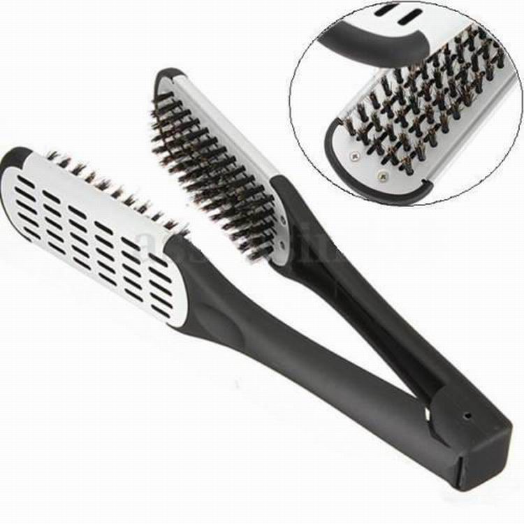 hair straighteners Ceramic Hair Straightening Double Brush Comb Clamp Hairdressing Ceramic Straightener Hair Double Brush Straigh