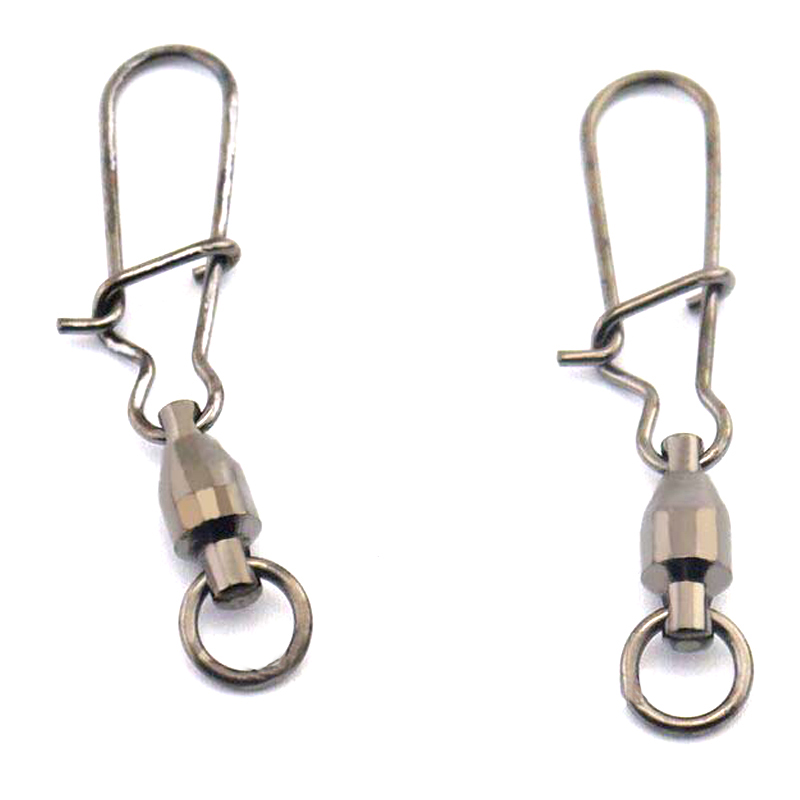 100 pieceslot Fishing ball bearing swivel with duolock snap Stainless sea Bass fishing Sinker connector Crappie Tuna fishing tack