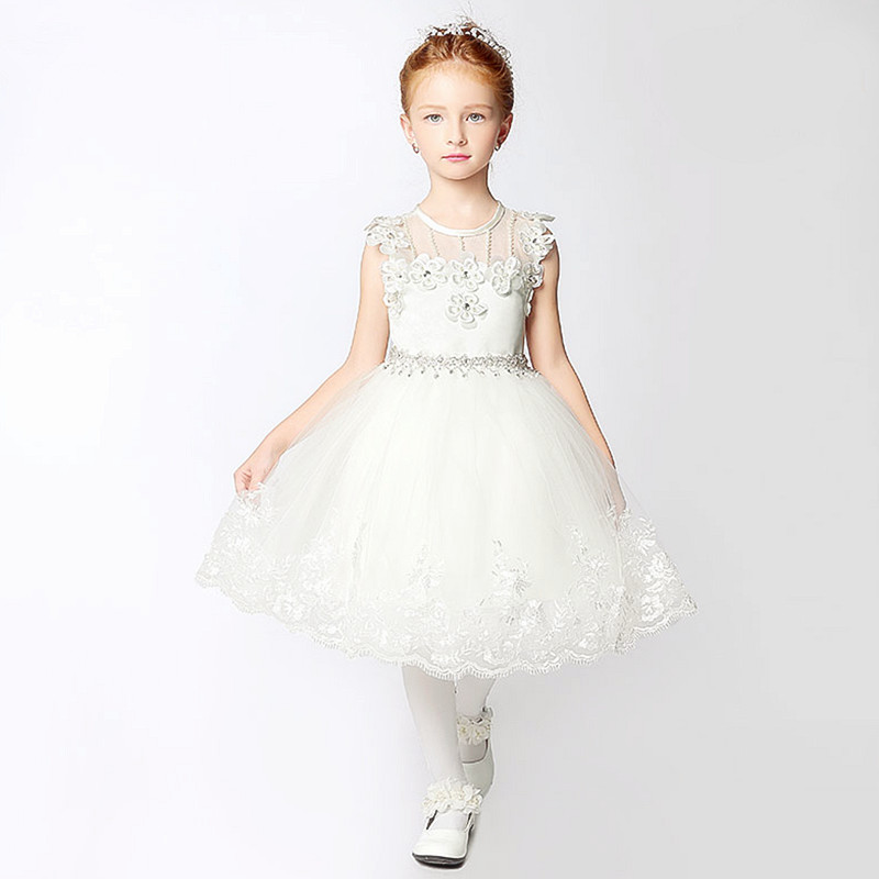 New Flower Girls Dresses Princess Sleeveless Backless Lace Communion Party Kids Girl's Pageant Dresses flower girls for wedding