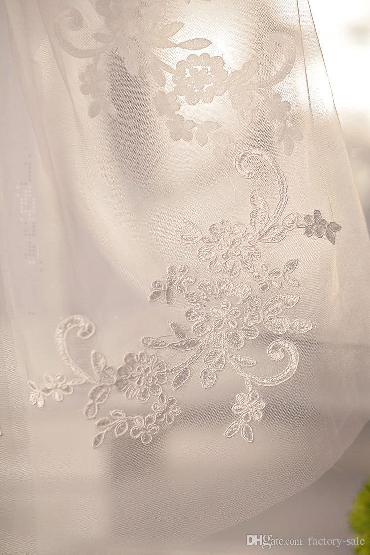 Gorgeous Appliques Lace Elbow Length With Comb Bridal Accessories Wedding Veils CPA398 White Ivory Veils Free Shipping