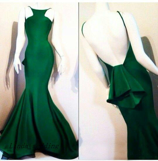 Free Shipping Michael Costello Prom Dress New Emerald Dark Green Color Mermaid Backless Long Slim Formal Party Gown