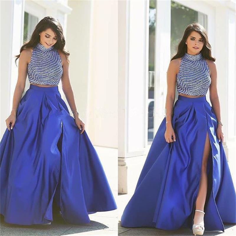 2021 New Royal Blue Two Piece Prom Dresses High Beads A Line Satin Floor-Length Party Dress Floor-Length Evening Party Gowns, Ivory
2021 New Royal Blue Two Piece Prom Dresses High Beads A Line Satin Floor-Length Party Dress Floor-Length Evening Party Gowns, Ivory