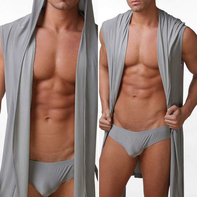 Wholesale-Hot Sales Men Bathrobe Bath Robe Male Robe Clothing Sleepwear Pajamas Sexy Fashion Nightgown Without Briefs Asian/Tag Size S-L