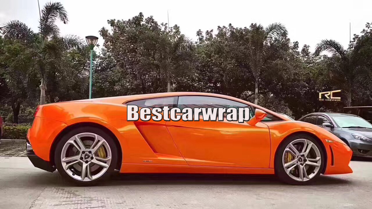 Dark Orange Gloss Metallic Pearl Vinyl Wrap Car Wrap Film Magic orange glossy Wrapping foil Size:1.52*20m( 5x67ft)