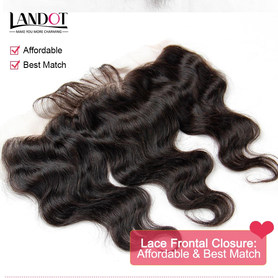 Brazilian Body Wave Lace Frontal Closure Malaysian Indian Peruvian Cambodian Virgin Human Hair Closures Ear To Ear 13x4 Natural Black Color
