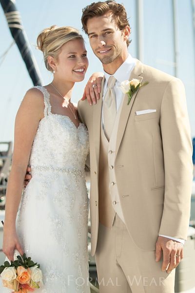 New Design Beige Groom Tuxedos Groomsmen Best Man Suits Mens Wedding Blazer Suits (Jacket+Pants+Vest+Tie) NO:553
