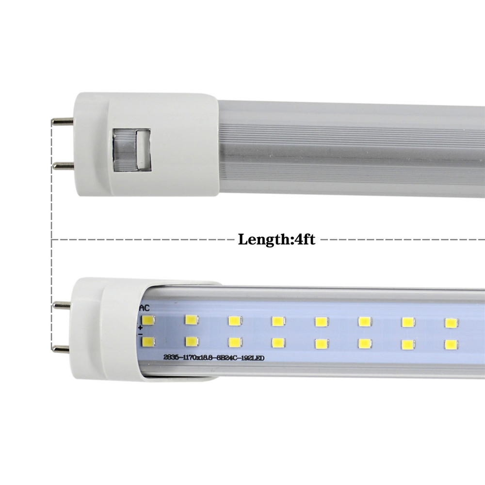 Stock In US + bi pin 4ft led t8 tubes Light 18W 22W 28W 60W 80W Double Rows T8 Replace regular Tube AC 85-265V