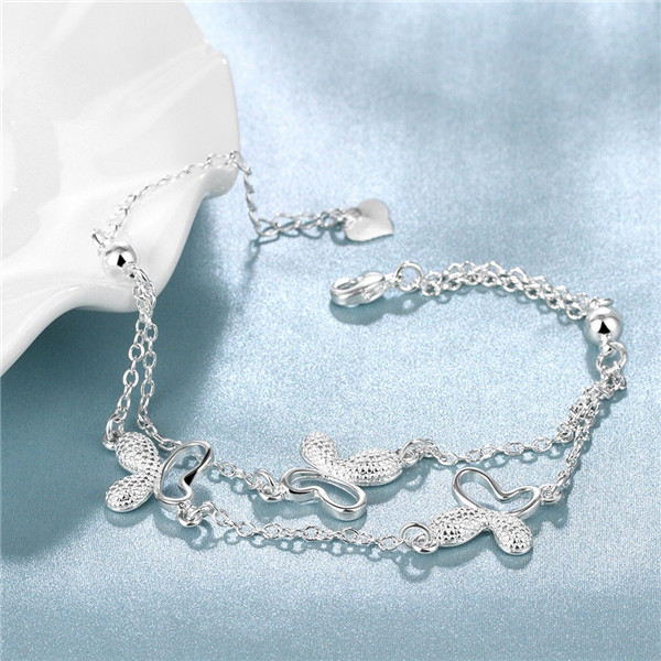 Hot sale christmas gift 925 silver Butterfly Bracelet DFMCH409, Brand new fashion sterling silver plated Chain link bracelets high grade