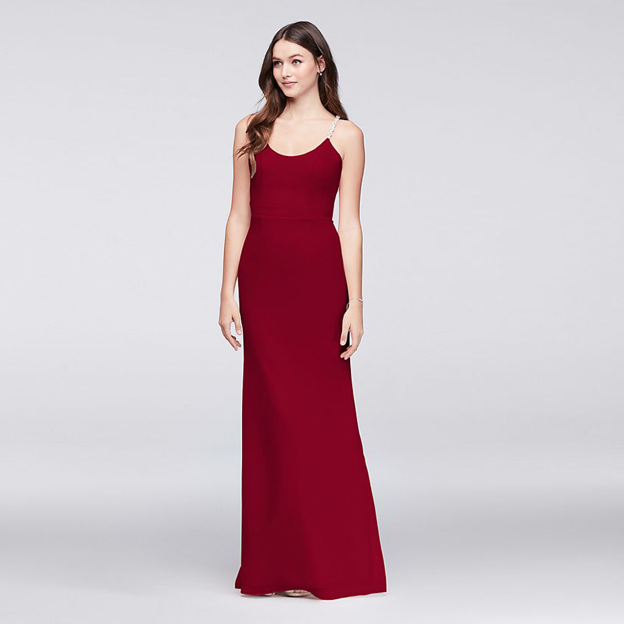 Chiffon Sheath Bridesmaid Dress with Beaded Spaghetti Straps F19526 Crisscross Straps Backless Long Wedding Party Dress formal dress
Chiffon Sheath Bridesmaid Dress with Beaded Spaghetti Straps F19526 Crisscross Straps Backless Long Wedding Party Dress formal dress