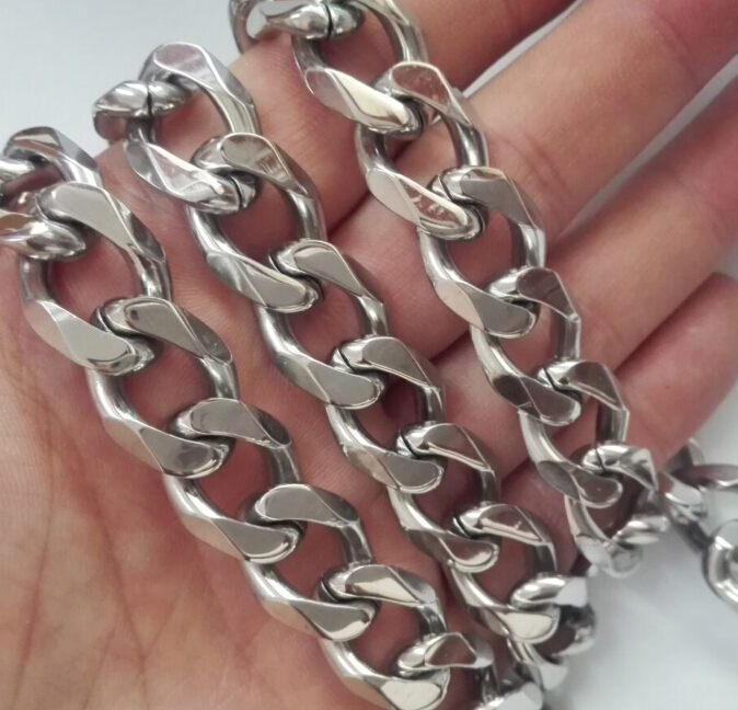15mm huge heavy 1840 inch Pure stainless steel silver cuban curb chain necklace solid link chain jewelry for mens gifts high qual