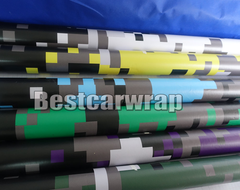 white urban night Digital Tiger Camo Vinyl Car Wrap With air bubble Free Pixel Camouflage Graphics Car Sticker Film size 1.52x10m/20m/30m